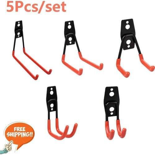 5Pcs/Set Strong Durable Garage Storage Hook Rack Heavy Duty Metal Hook Wall Mount Bicycle Hanger Hooks Wall Mounted Ladders Tool