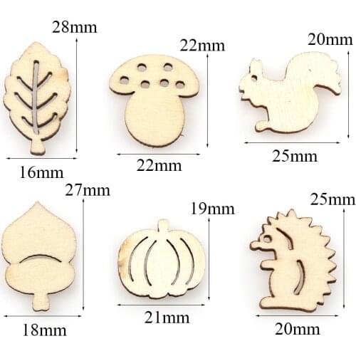50Pcs/set Cute Animal Squirrel Pine Nuts Leaf Wood Chips Decorative Embellishments Crafts Scrapbook Hand-made Graffiti Buttons
