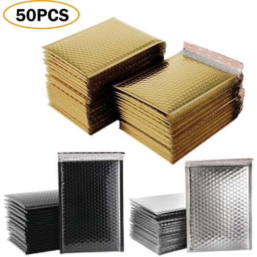 50PCS Aluminized Film Envelope Bag with Bubble Express Shipping Holographic Packaging Mailing Bags Couriers Storage Bubble Bags
