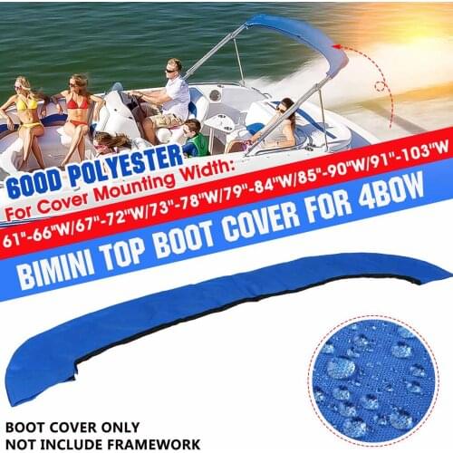 600D 4 BOW Bimini Top Boot Cover Waterproof Anti UV Boat Cover No Frame Marine Dustproof Cover Boat Accessories Black/Blue