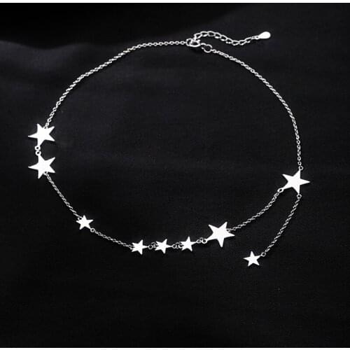 925 Sterling Silver Star Charm Pendant Choker Charm Necklace Fine Jewelry For Women Party Jewelry dz661