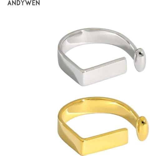ANDYWEN 925 Sterling Silver 2020 Open Line Resizable Rings Adjustable Rock Punk Wedding Party Jewelry Luxury Jewels Plain Simple