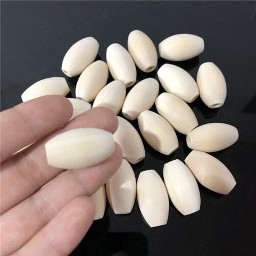 DIY Natural Wood Beads Oval Shape Spacer Unfinished Kids Wooden Beads Crafts for Necklace Jewelry Making Toys 25*17mm 20Pcs/lot