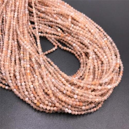 Natural Orange Moonstone beads Micro Section Loose gem Beads For Jewelry Making Bracelet Necklace 2 3 mm Faceted Stone gem bead