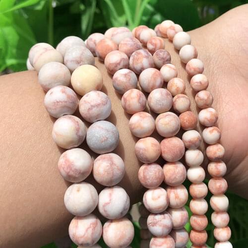Natural Frosted Matte Red Network Stone Round Beads For Jewelry Making 15"Inches 6/8/10mm Dull Polish Spacer Beads Diy Bracelet