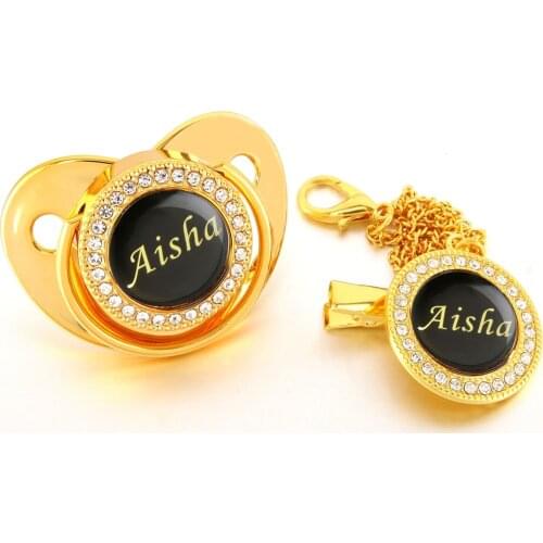Personalized Name And Photo Bling Pacifier and Baby Pacifier Clip Luxury Baby Dummy BPA Free Baby Chupeta Lollipop Drop Shipping