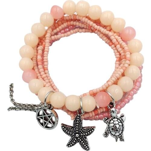 Designer 2019 Bohemian Ethnic Multilayer Vintage New Beads Bracelets Boho Statement starfish shell turtle Charms Wrap Bracelet