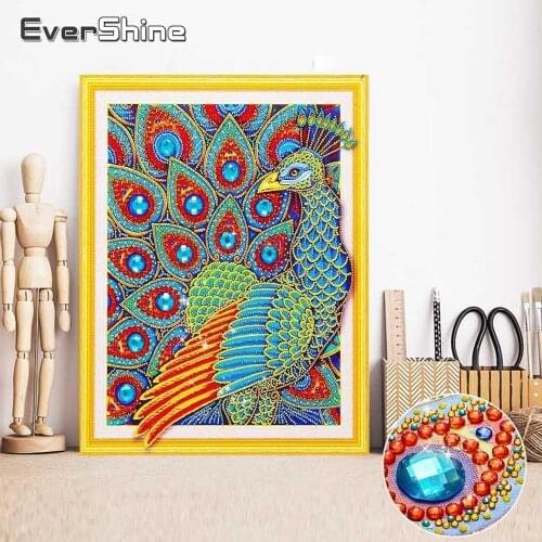 EverShine Diamond Painting Peacock Special Shape Diamond Embroidery Animal Picture Rhinestones Diamond Mosaic Cross Stitch Art