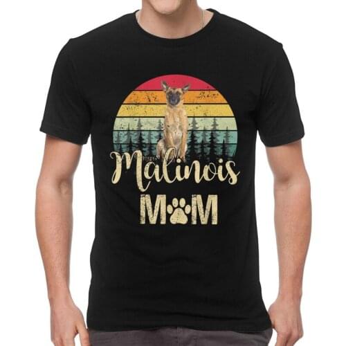 Belgian Malinois Mom T Shirt Men Short Sleeve Cotton T-shirt Vintage Shepherd Mechelaar Dog Tee Graphic Tshirts Gift Idea