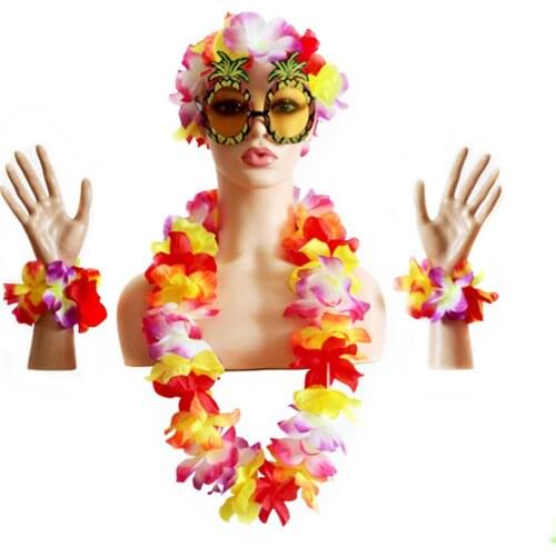 Hawaiian Party Balls Halter Hanging Neck Tropical Style Necklace Theme Flowers Holiday Wedding Beach Birthday Wreath Decoration2