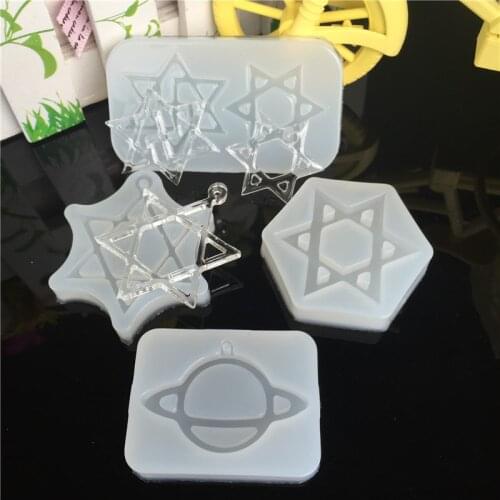 Planet Clover Hexagram Silicone Mold Fondant Cake decorating Tools DIY Hand Ornaments Epoxy Resin Molds for Jewelry