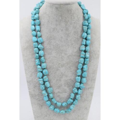 Howlite turquoise green baroque 11-14mm necklace 50inch wholesale beads nature FPPJ woman 2017