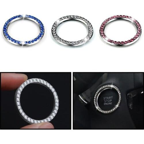 Car Interior Rhinestone Start Ring One-button Start Switch Ring Decoration Ring Bling Decoration Sticker Auto Parts