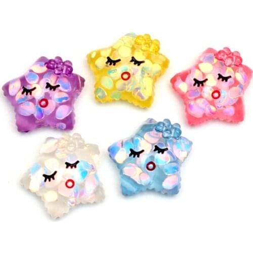 20Pcs Mixed Cute Resin Star Cabochon Flatback Embellishments Decoration Crafts Embellishments For Scrapbooking Diy Accessories