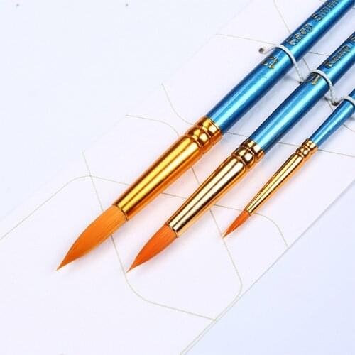 3 Pcs/Set Painting Double Color Nylon Hair Round Brush Wooden Handle Drawing Art Multi-function Paint Brushes Supplies
