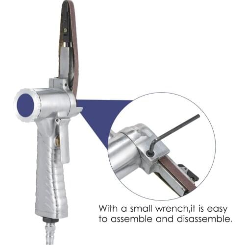 KKmoon 10MM Metal Pneumatic Air Belt Sander Machine with 1/4-Inch Air Inlet Pneumatic Belt Sander Pneumatic Polishing Machine