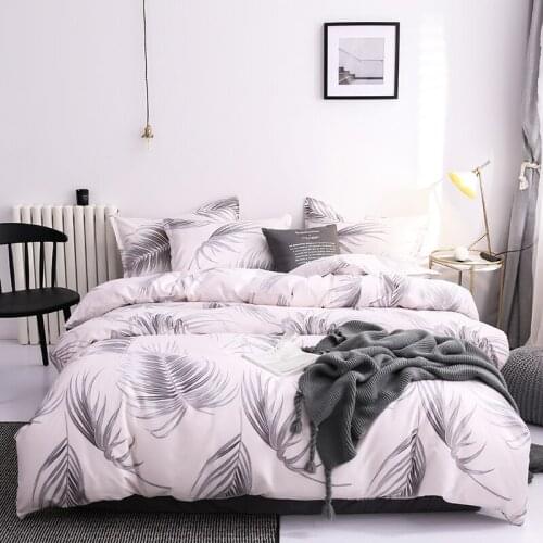 Brief Modern Solid Feather Duvet Cover sets High Quality Home Bedding set 2/3/4pcs Black Pink Marbling Quilt Covers 200x200cm