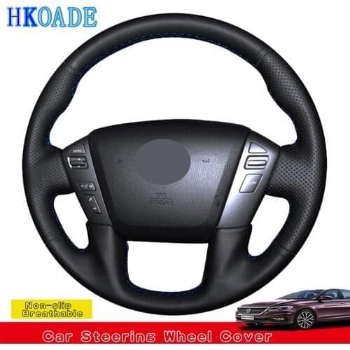 Hand-stitched Hige Soft Artificial Leather Car Steering Wheel Cover For Infiniti QX56 2011-2013 QX80 2014-2019 Nissan Patrol