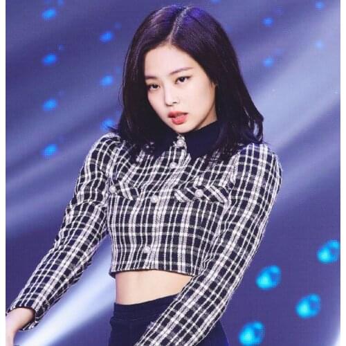 Kpop Korean Celebrity Retro Plaid Long-Sleeved Short Shirt Women Dance Show Sexy fashion Lapel Single-Breasted Blouses And Tops