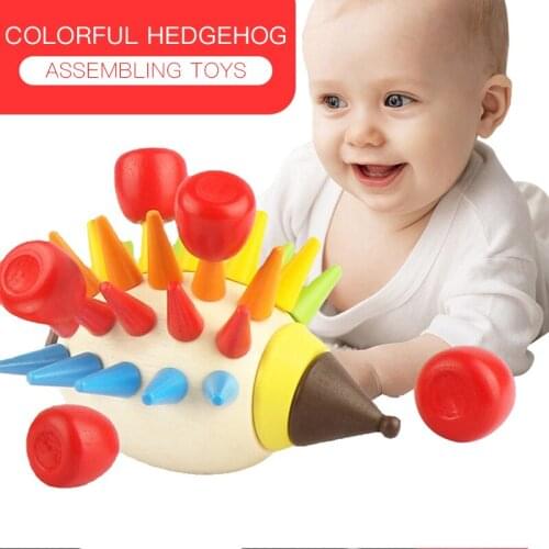 Magnetic Colorful Hedgehog Inserting Toys Wooden Childrens Building Blocks Early Education Inserting Educational Toys
