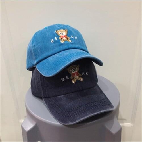 Bear Cap male and female summer baseball Cap Korean Edition Student Alphabet embroidered do old washed cowboy cap WS-2526