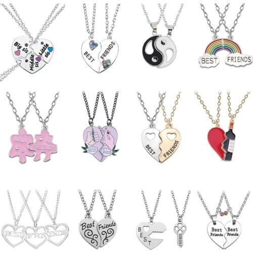 Fashion Best Friends Honey Love Couple Pendant Necklace 2 Pcs/ Set Rainbow Broken Heart BFF Good Friends Friendship Jewelry Gift