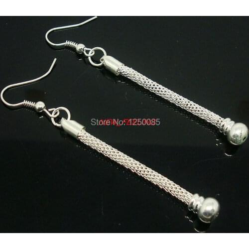 20 Pairs Fashion Silver Plated Dangle Earrings Fit European Charm Beads 70mm