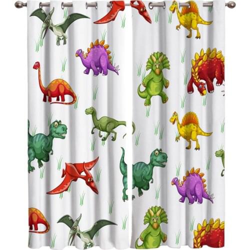 Cartoon Animal Cute Dinosaur Window Curtain Childrens Bedroom Curtains Home Curtains for Living Room
