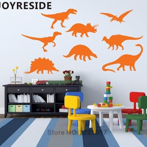 Dinosaurs Group Wall Decal Boys Playroom Wall Decor Cute Dinosaur Animals Kind of Dinosaurs Art Wall Stickers Home Bedroom M137