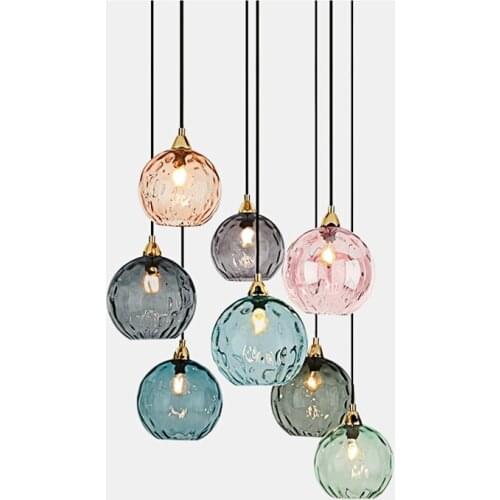 Nordic modern syrup color glass ball pendant lights bedroom bedside lamp window dining room bar hanging lights decor lighting