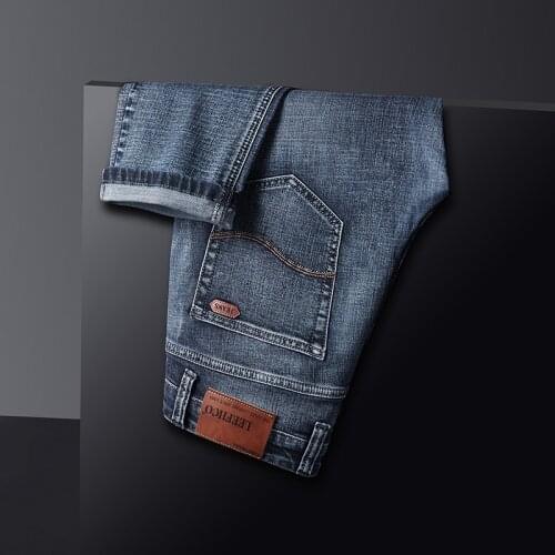 2021 New High Quality Mens Fashion Blue Jeans Men Casual Slim fit Stretch Jeans Classic Denim Pants Trousers Plus Size 28-40