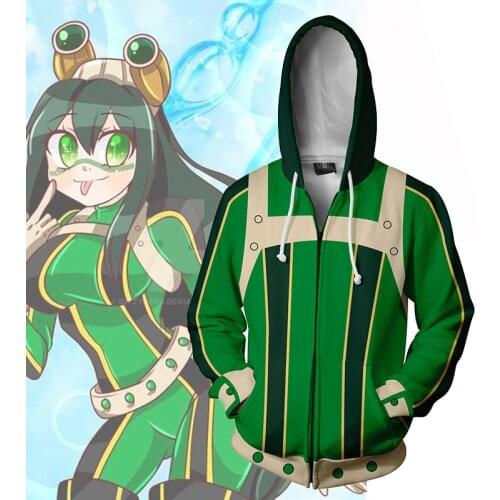 New My Hero Academia Asui TsuyuHoodies Jackets Cosplay 3D printed My Hero Academia Hoodies Sweatshirts