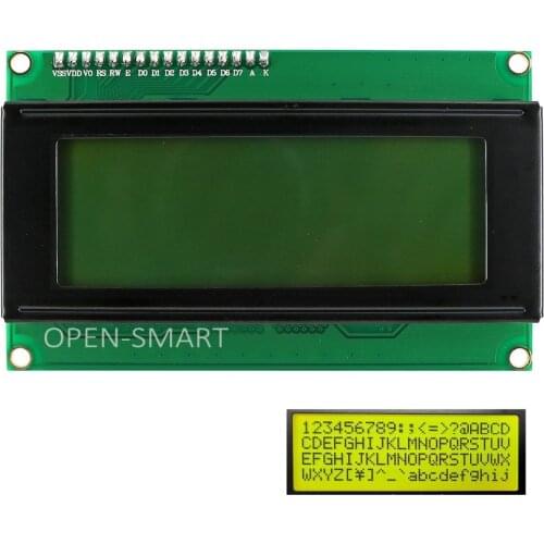OPEN-SMART I2C / IIC 2004 LCD Yellow-green Display Module Onboard Contrast Adjustment Potentiometer for Arduino UNO R3