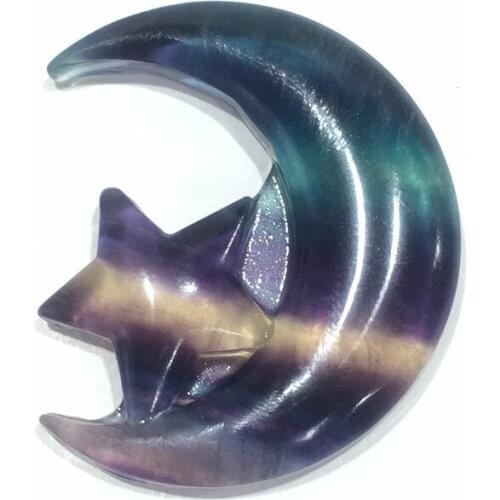 Natural Crystal Fluorite Crafts Moon Shape Home Decoration Stone Crafts Home Decoration Crafts