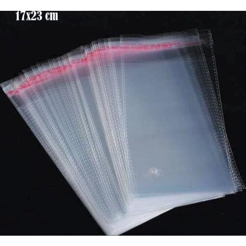 200 pcs 17 x 23 cm Transparent Poly OPP Bag 6.69" x 9.06" Self Adhesive Seal Plastic Cellophane Cello Bags