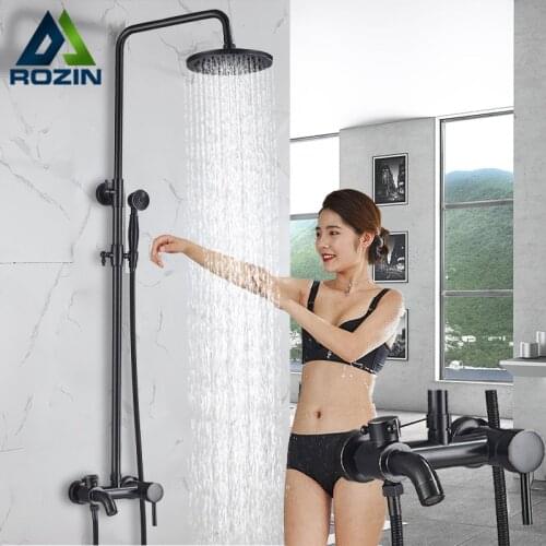 Luxury Bath Shower Mixer Faucet Shower Set Rainfall Brass Shower Head In Wall Rain Shower Faucet with Handshower Brass Spout
