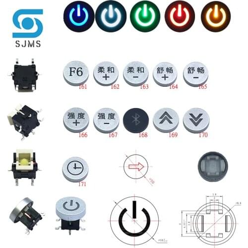 SJMS 2Pcs 6*6*8.4mm SMD 6PIN Red Blue Yellow Green White With LED Switch Tact Push Indication Button Bluetooth The clock timing