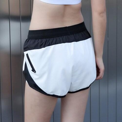 TENTEN new womens sports shorts Elastic Waist Side zipper side Pockets fitness running shorts with lined security shorts