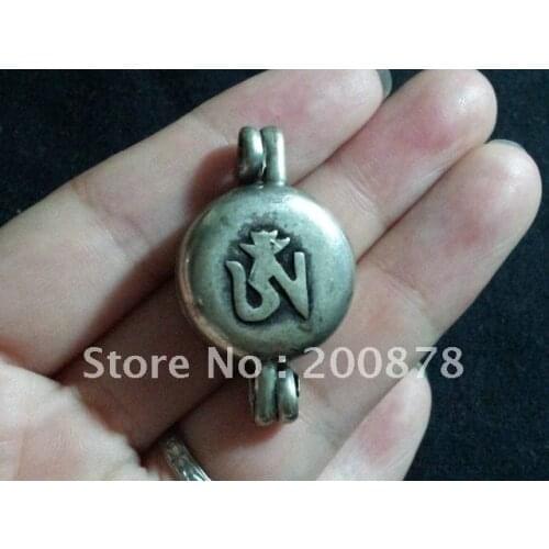 TGB143 Tibet copper antiqued OM and Enldess knots Prayer box, 21mm,Tibetan amulets pendants,ethnic Handmade jewelry