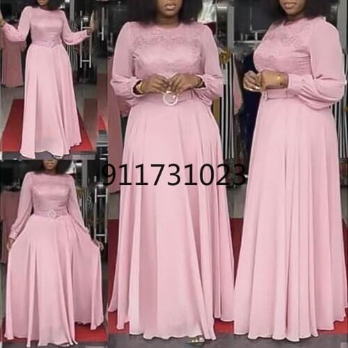 Vetement Femme 2021 Dashiki African Chiffon Dresses For Women Long Sleeve Party Gown Ankara Maxi Dress Ladies Clothes Kaftan