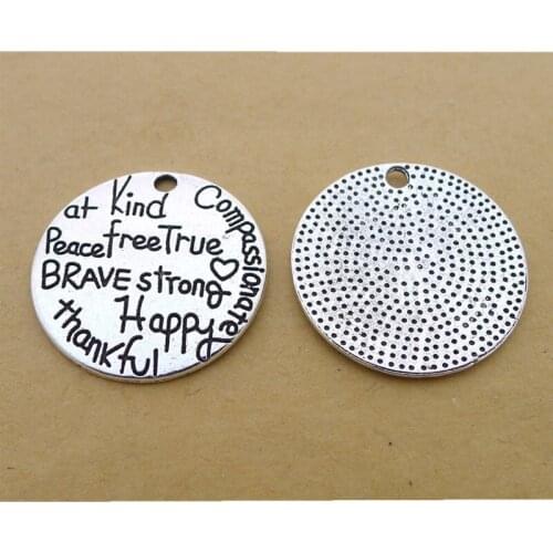 100Pcs/lot Vintage Peace Free Charms 25x25MM Letter Charms for Jewelry Making