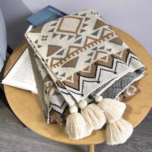 Knitted Blankets Plaid Bohemian Tapestry Nap Blanket Vintage Autumn Winter Decorative Blanket Sofa Cover Deken Cobertor Manta