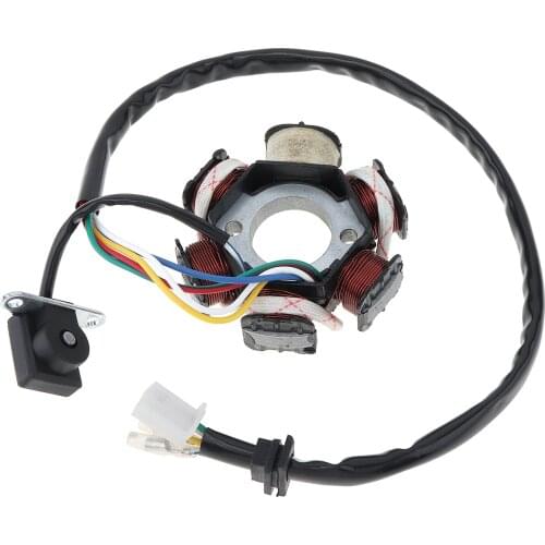Motorcycle Parts GY6-125 Scooter Generator 6 Coils Magneto Stator for 125cc and 150cc Chinese GY6 Engine ATVs Go Karts Moped