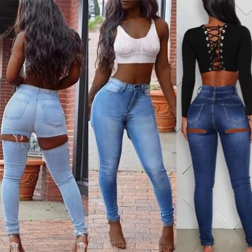 Womans Jeans Woman Feminina High Waist Jeans Fashion Women Jeans Denim Hole Female High Waist Stretch Slim Sexy Pencil Pant