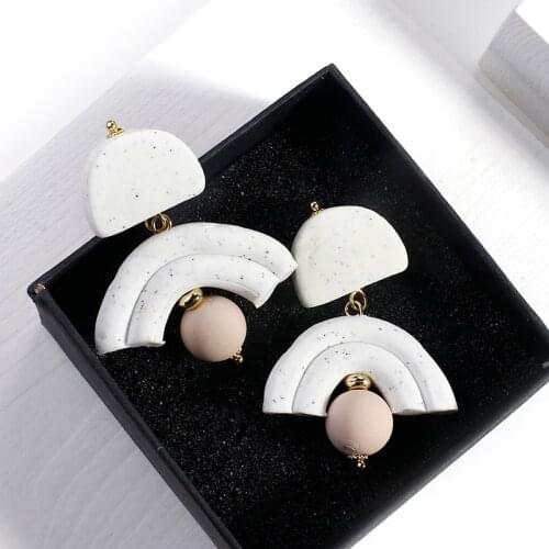 AENSOA Handmade Sweet Polymer Clay Drop Dangle Earrings Modern Rainbow Cloud Earring For Women Girl Statement Jewelry Brincos