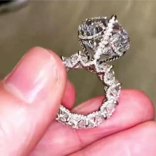 Vintage Heart ring Real 925 Sterling Silver Bijou 8ct AAAAA Cz Engagement wedding band rings For women men Party Finger Jewelry