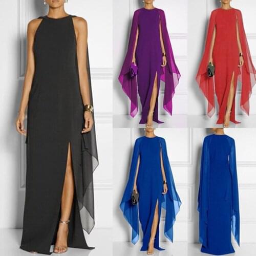 Woman Multicolor Sleeveless Chiffon Floor -Length Dress Queen Style High Quality O -Neck Sexy Empire Waist Elegant Dress