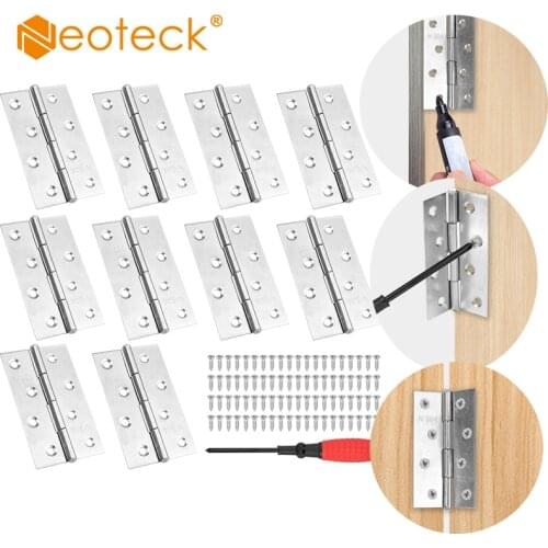 Neoteck 10 Pcs Door Hinge 89mm With 80 Pieces Of Stainless Steel Screws And 1 Screwdriver For Inner And Outer Doors