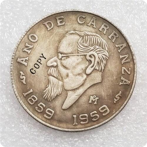 1959 Mexico (Estados Unidos) 5 Pesos (Centennial of Carranzas Birth) Copy Coin