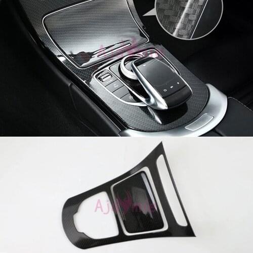 2016 2017 Carbon Fiber Color Gear Box Overlay Cover Chrome Car Styling For Mercedes Benz GLC 300 Coupe Accessories